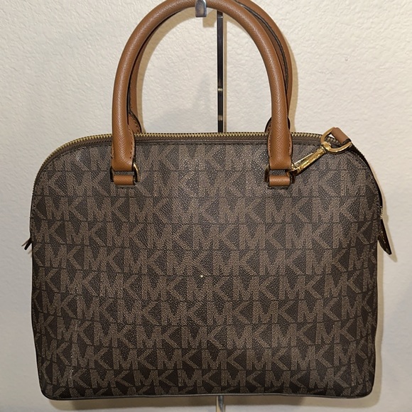 MICHAEL KORS Cindy Dome Satchel MK LOGOBROWN - Picture 10 of 16